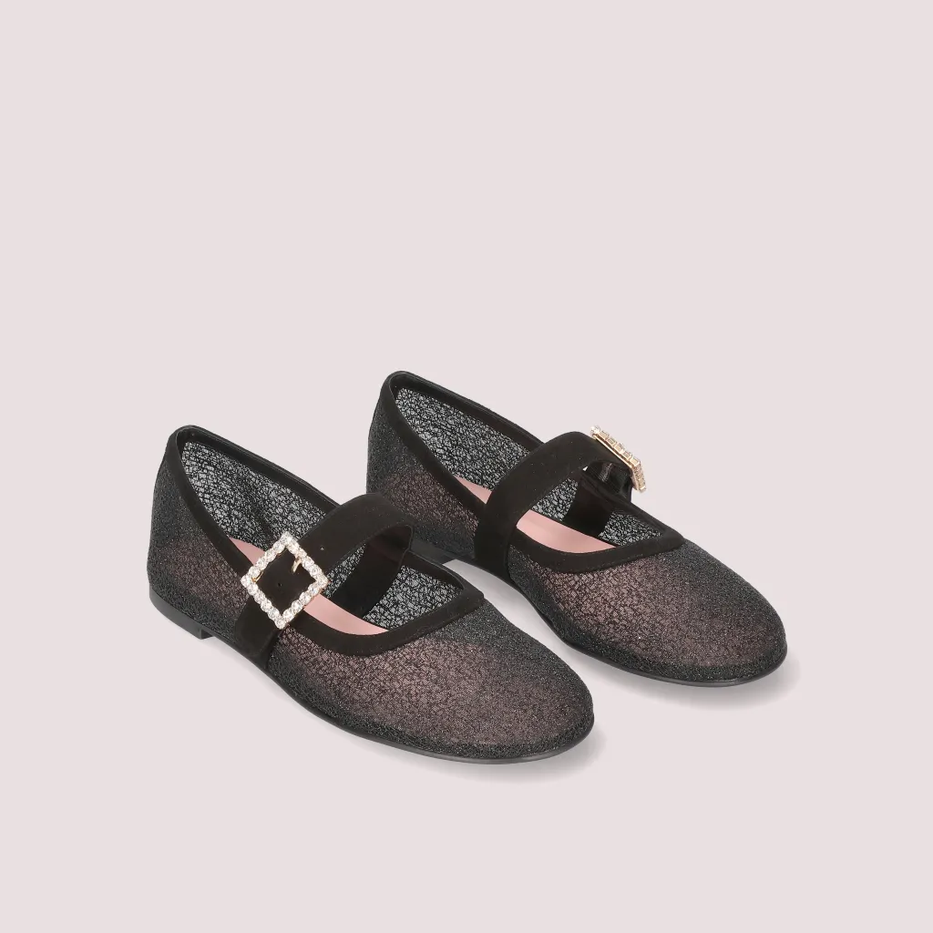 Faye|שחור|נעלי בובה|נעלי בלרינה|נעליים שטוחות|נעליים נוחות|ballerinas