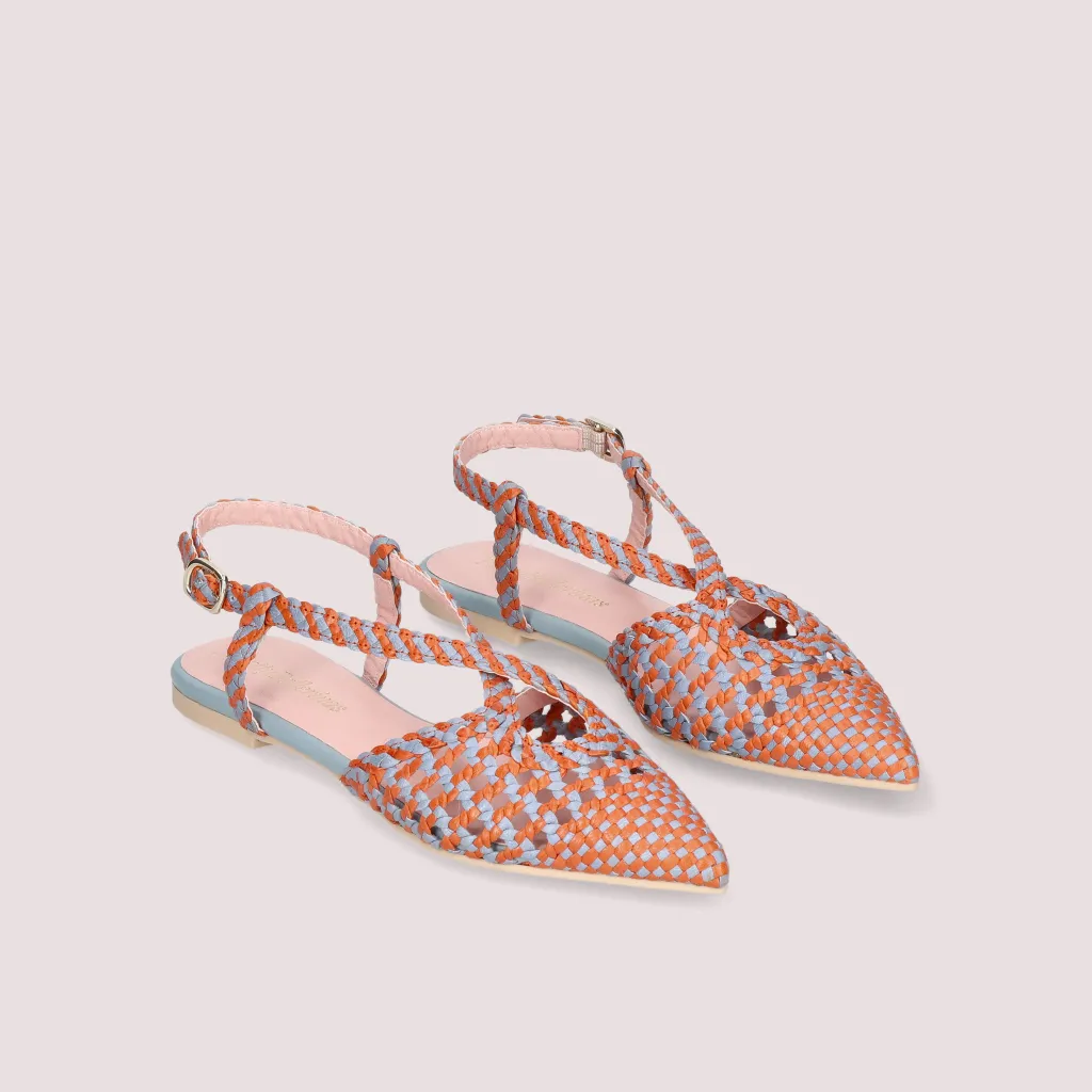 Ella|תכלת|כתום|נעלי בובה|נעלי בלרינה|נעליים שטוחות|נעליים נוחות|ballerinas