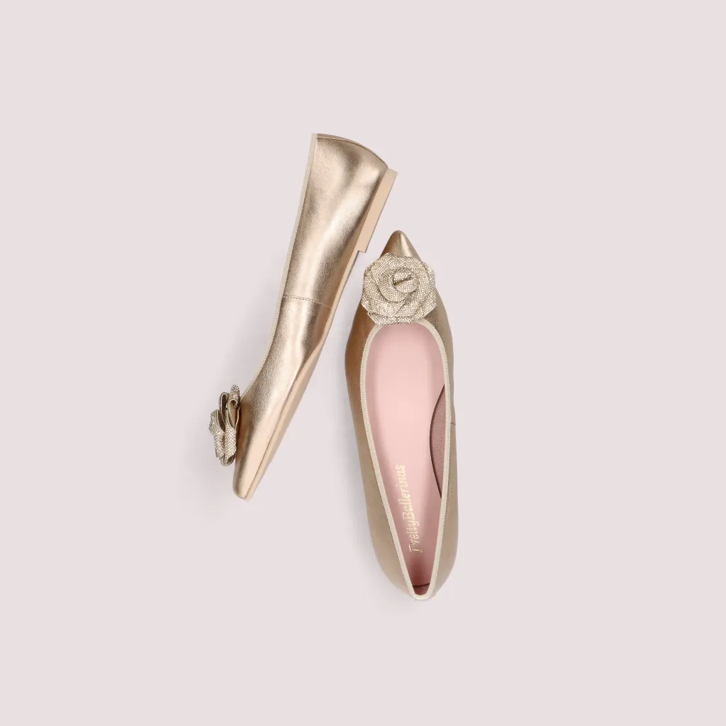 Ella|זהב|נעלי בובה|נעלי בלרינה|נעליים שטוחות|נעליים נוחות|ballerinas