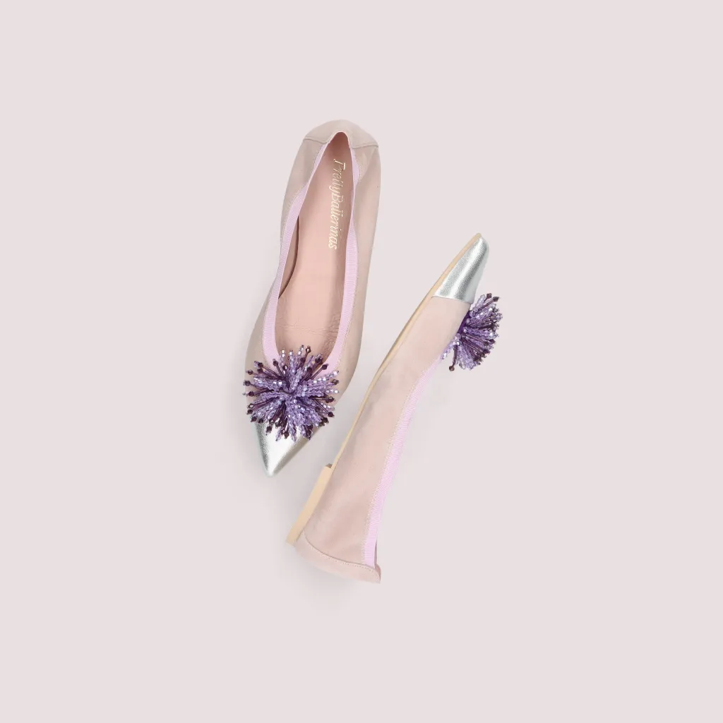 Ella|כסף|סגול|נעלי בובה|נעלי בלרינה|נעליים שטוחות|נעליים נוחות|ballerinas