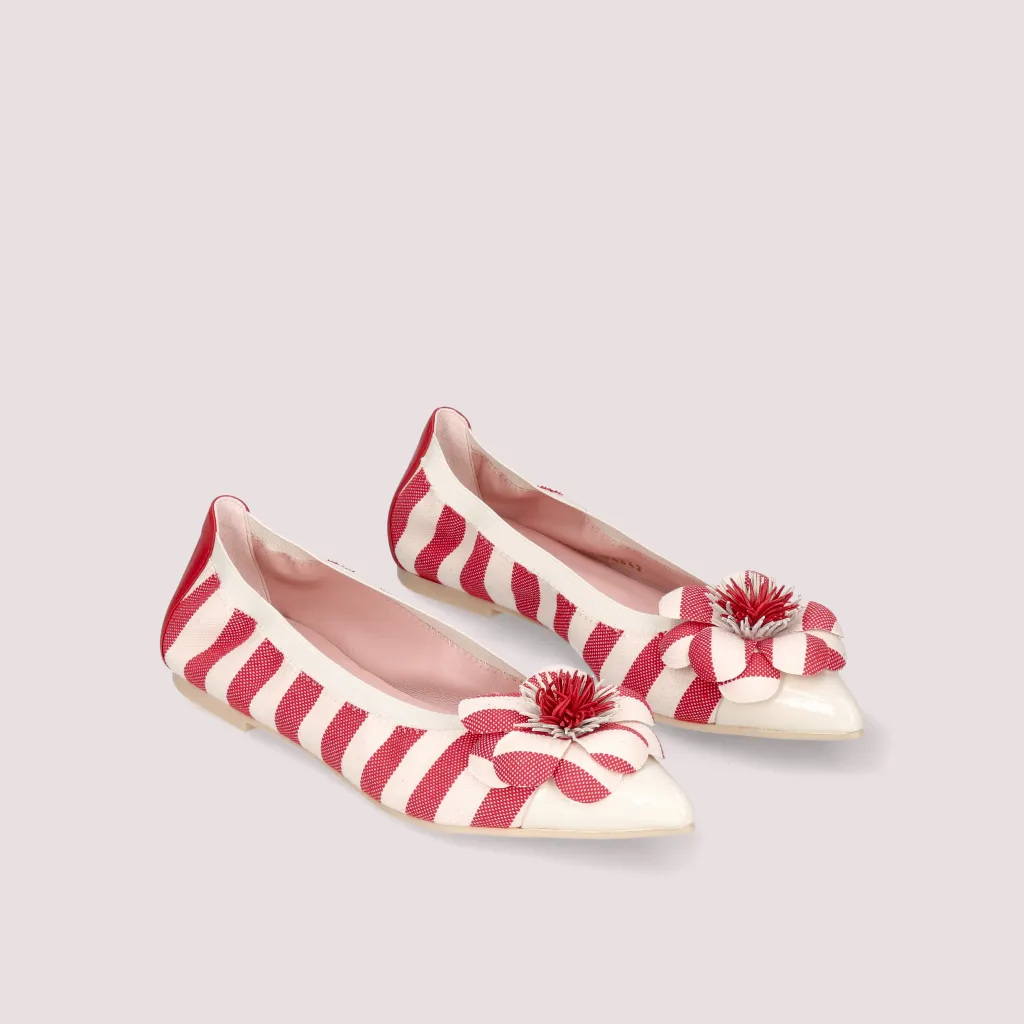 Ella|פנינה|אדום|נעלי בובה|נעלי בלרינה|נעליים שטוחות|נעליים נוחות|ballerinas