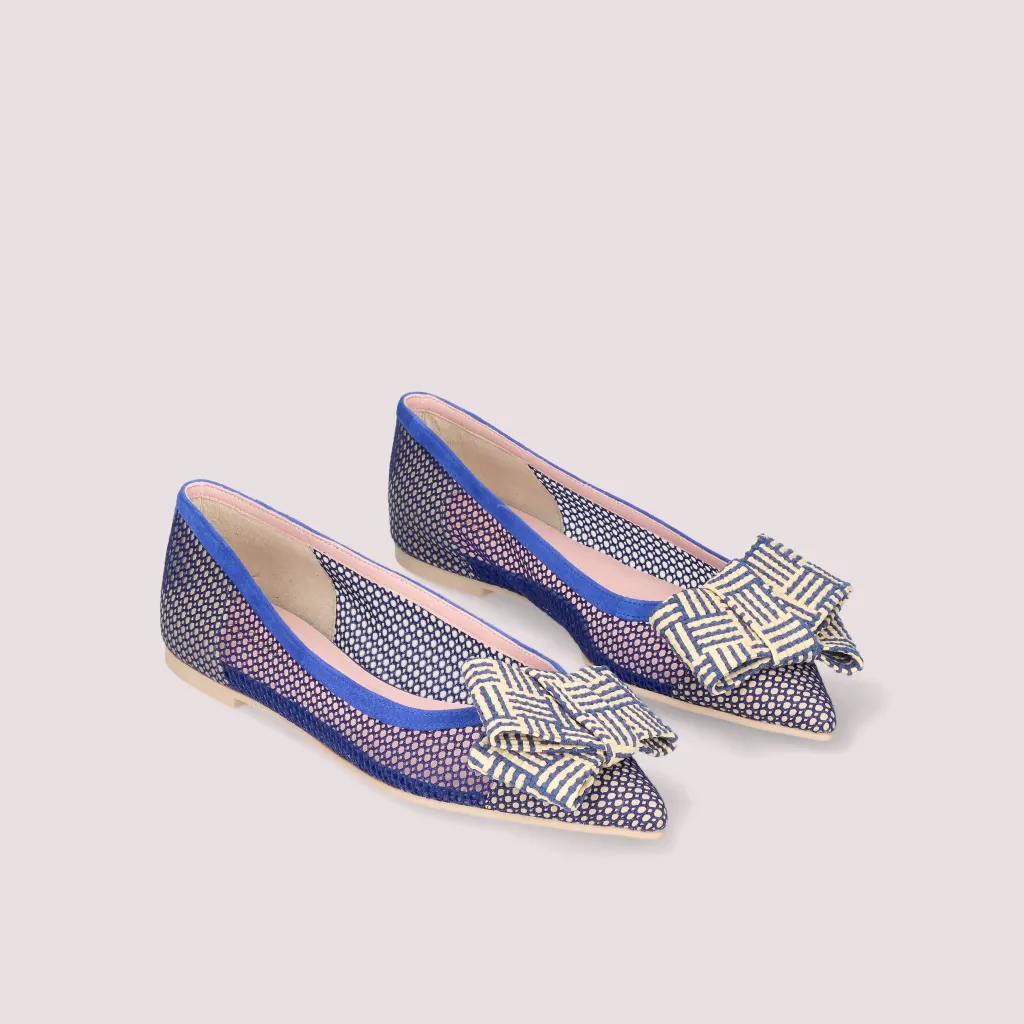 Ella|כחול|שקוף|נעלי בובה|נעלי בלרינה|נעליים שטוחות|נעליים נוחות|ballerinas
