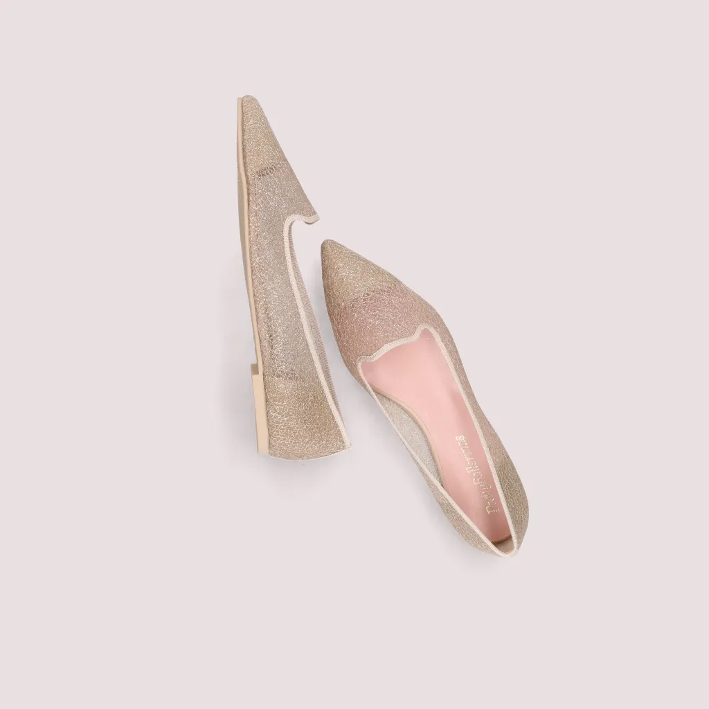 Ella|זהב|שקוף|נעלי בובה|נעלי בלרינה|נעליים שטוחות|נעליים נוחות|ballerinas