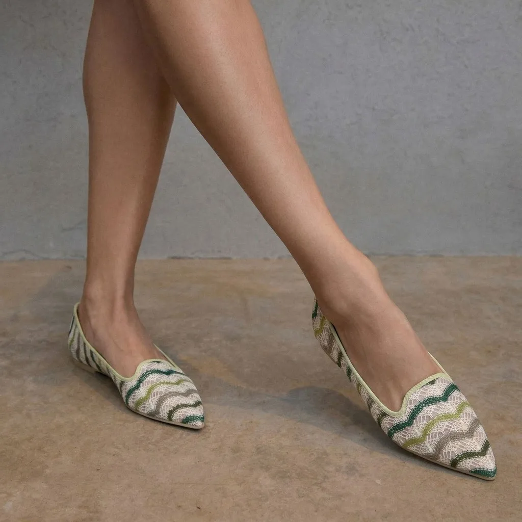 Ella|אבן|ירוק|שקוף|נעלי בובה|נעלי בלרינה|נעליים שטוחות|נעליים נוחות|ballerinas